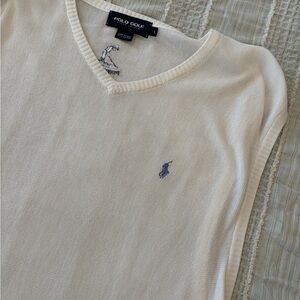 Polo Golf Ralph Lauren Cream Peruvian Cotton Sweater Vest Men’s Large